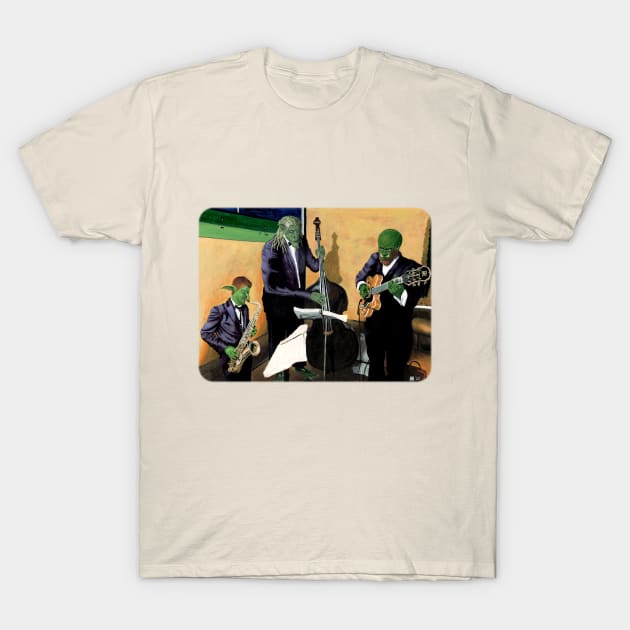 Jazz Band Musician Fantasy Artwork T-Shirt by Helms Art Creations